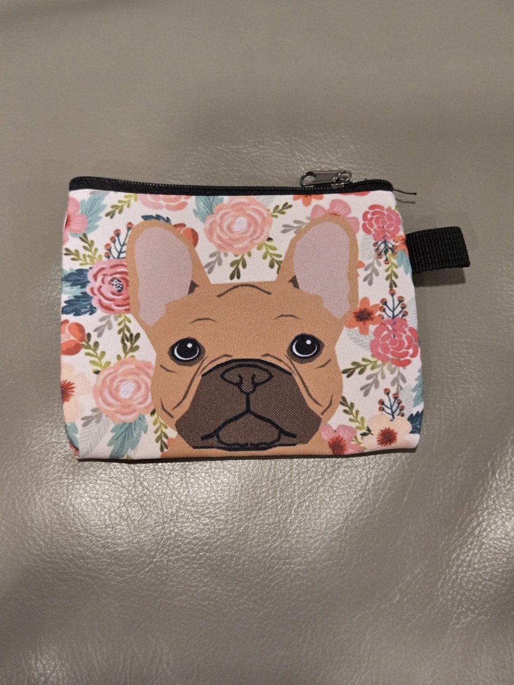 Floral French Bulldog Coin Purse